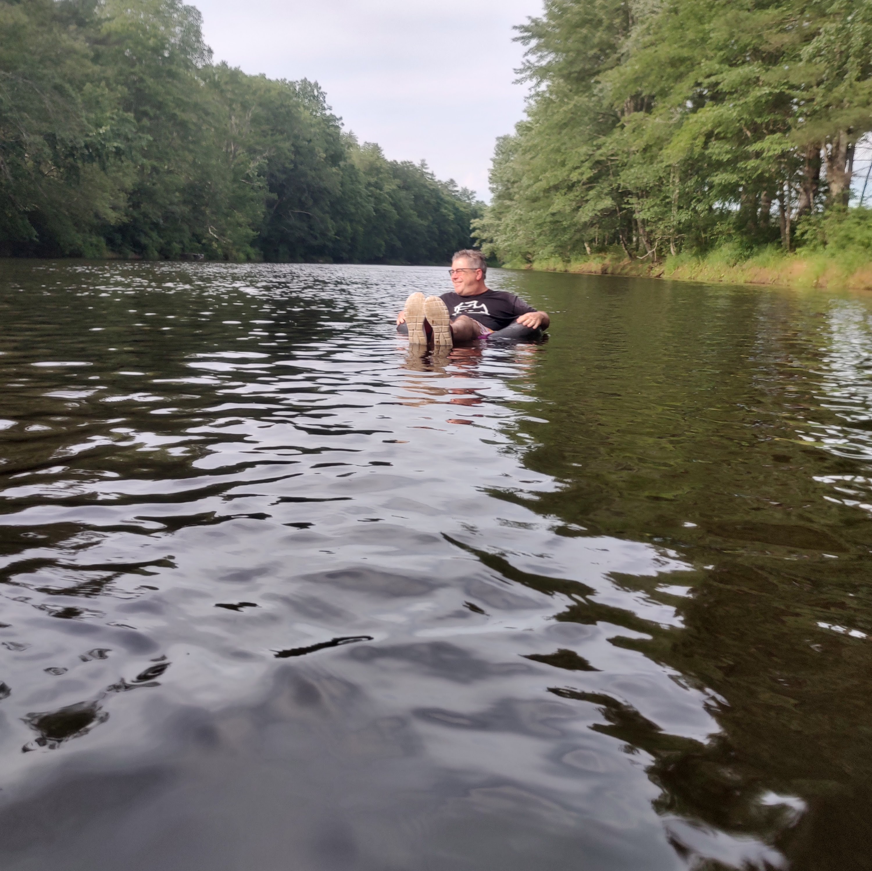 Floating peacefully on a calm river